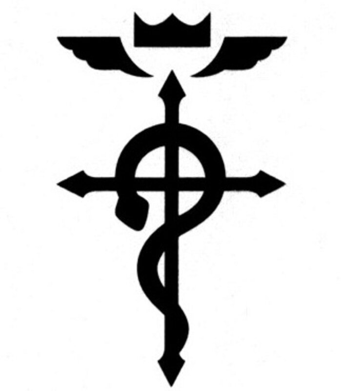 Alchemist's symbol with wings and crown