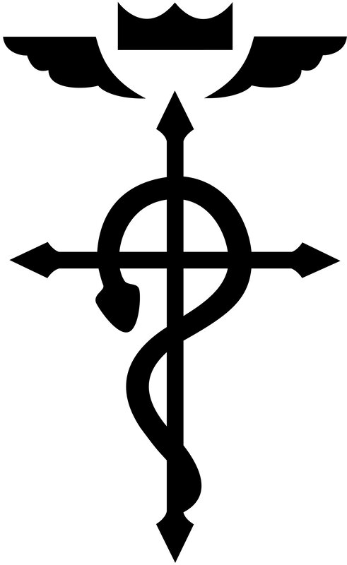 Alchemist's symbol with wings and crown
