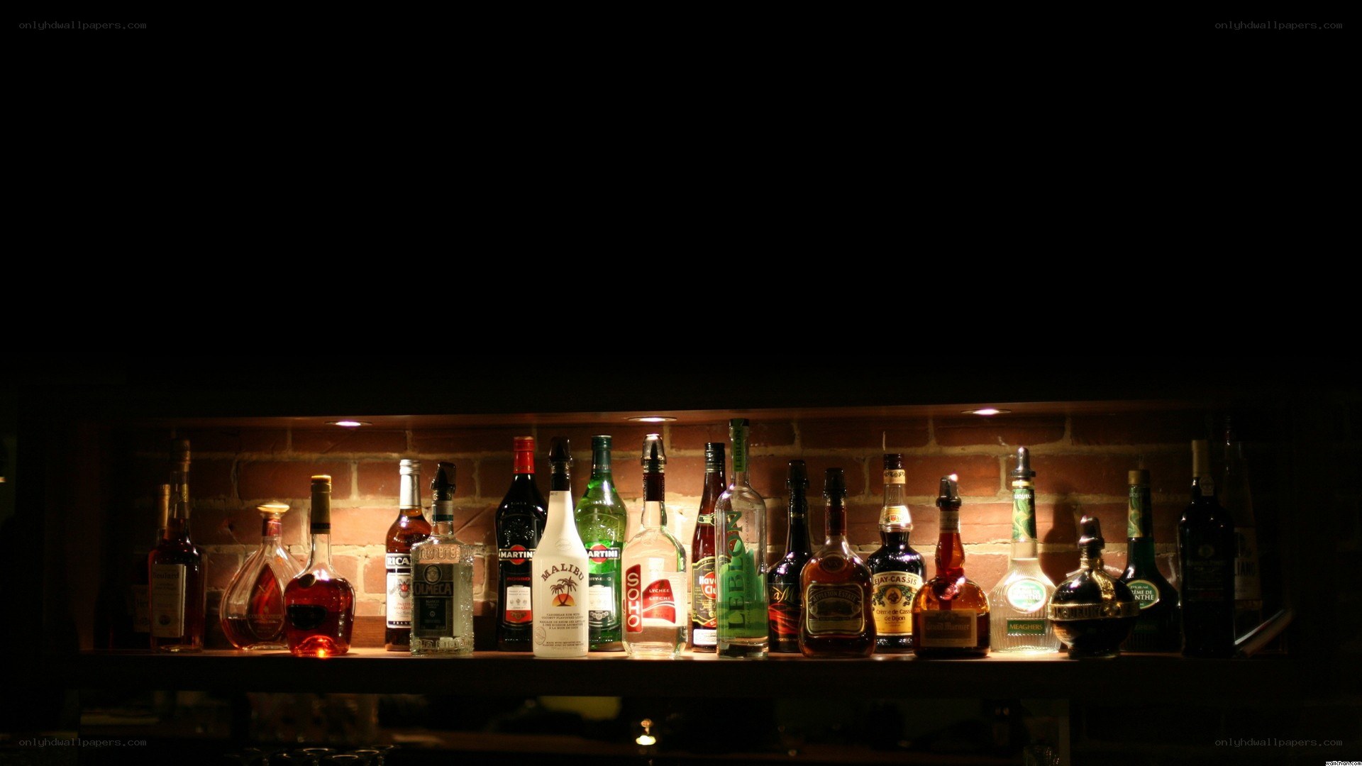 alcohol bottles on a shelf