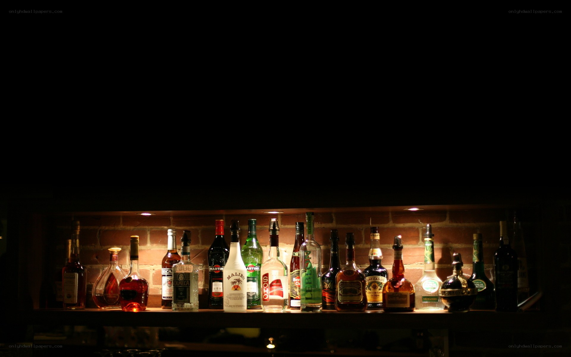 alcohol bottles on a shelf