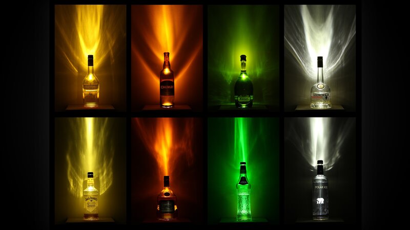 Alcohol Bottles with Colored Light