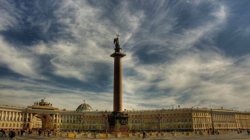Alexander Column in Palace Square — Blue