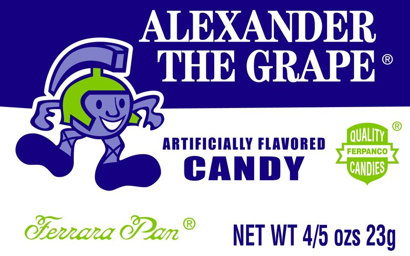 Alexander the Grape candy label