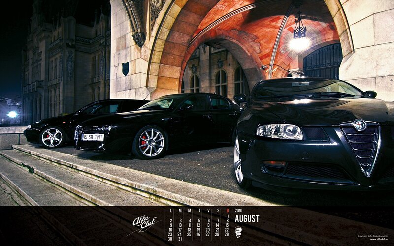 Alfa Romeo cars at night
