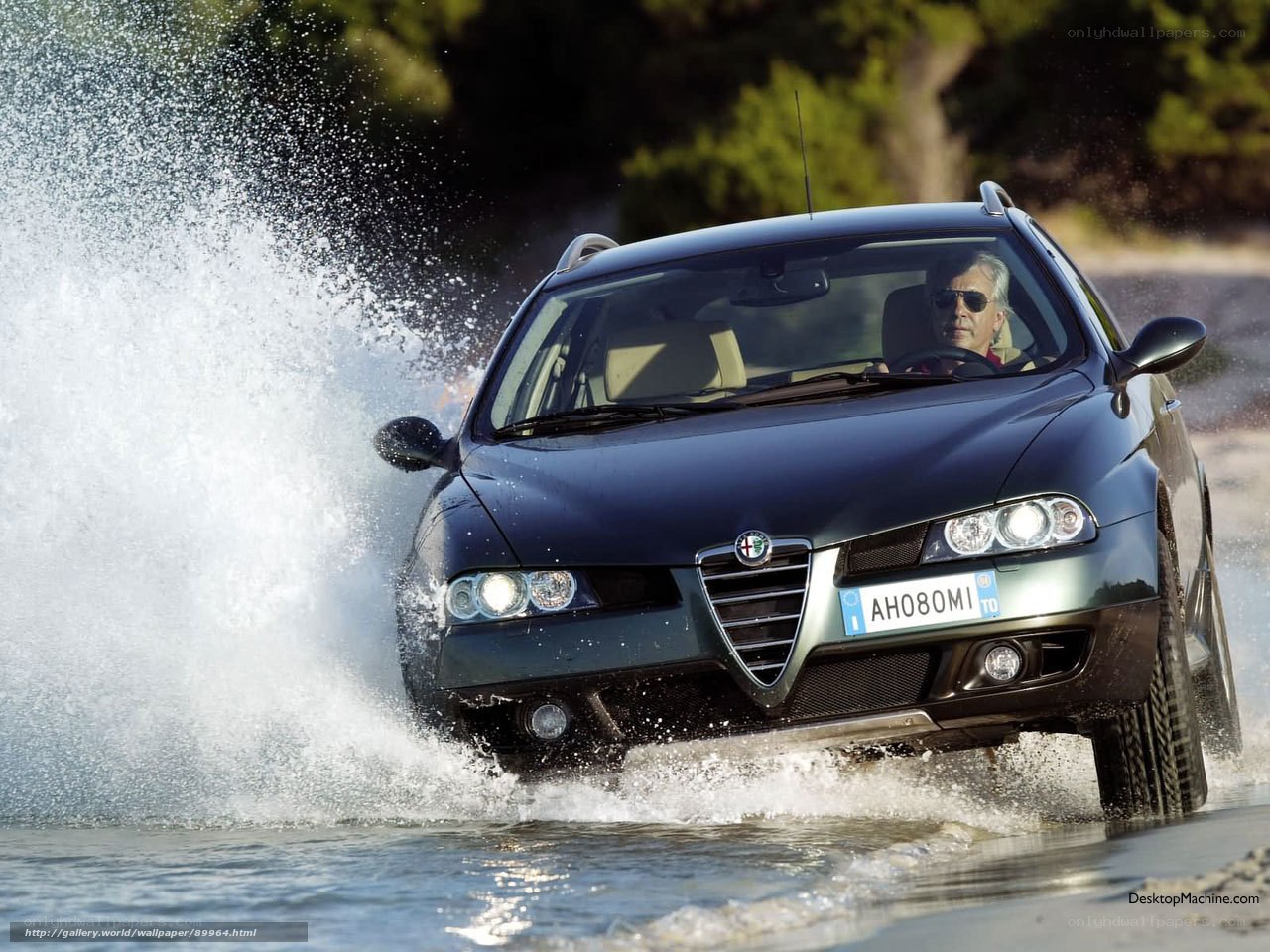 Alfa Romeo driving through water