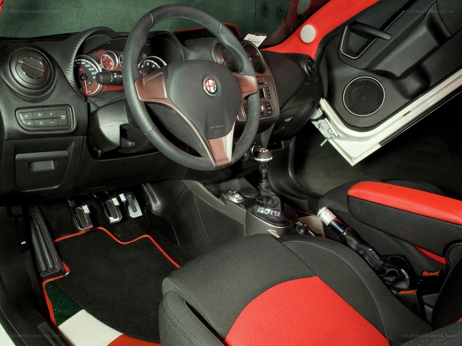 Alfa Romeo interior with red accents