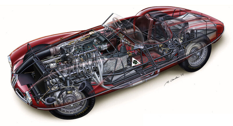 Alfa Romeo race car cutaway
