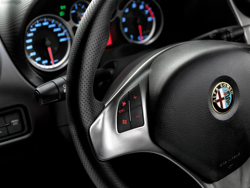 Alfa Romeo steering wheel close-up