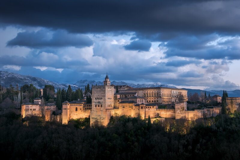 Alhambra Palace at Dusk — Blue