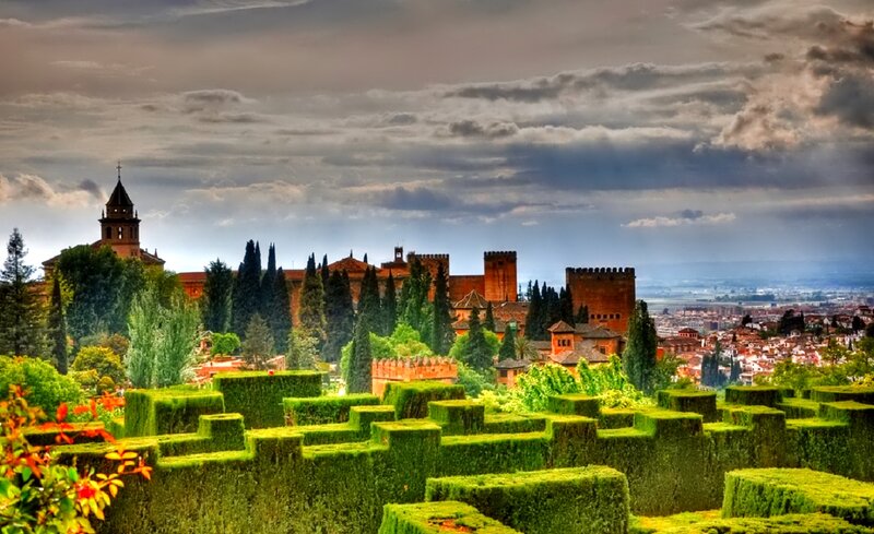 Alhambra Palace Complex — Green, Dramatic