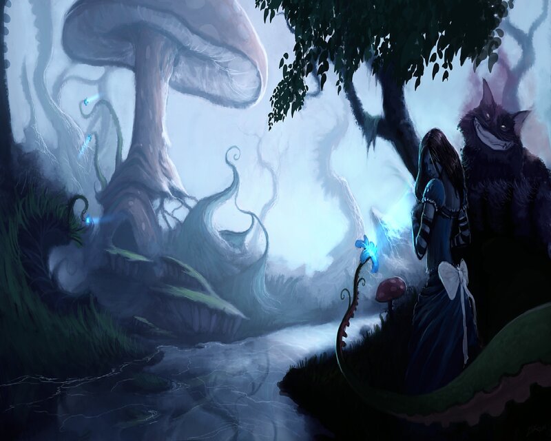 Alice and Cheshire Cat — Blue, Dreamy