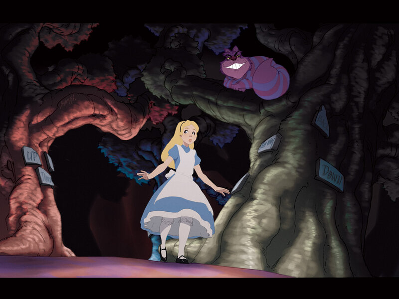 Alice and Cheshire Cat — Blue, Mysterious