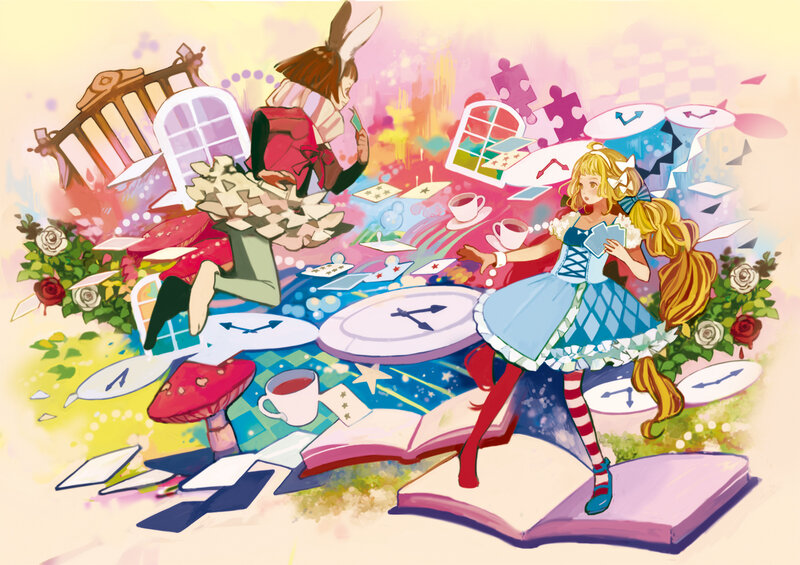 Alice and Rabbit in Wonderland