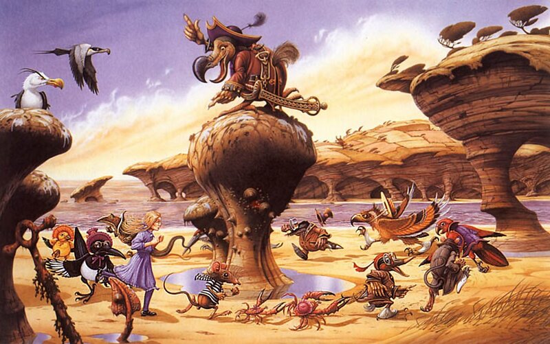 Alice and the birds in a desert
