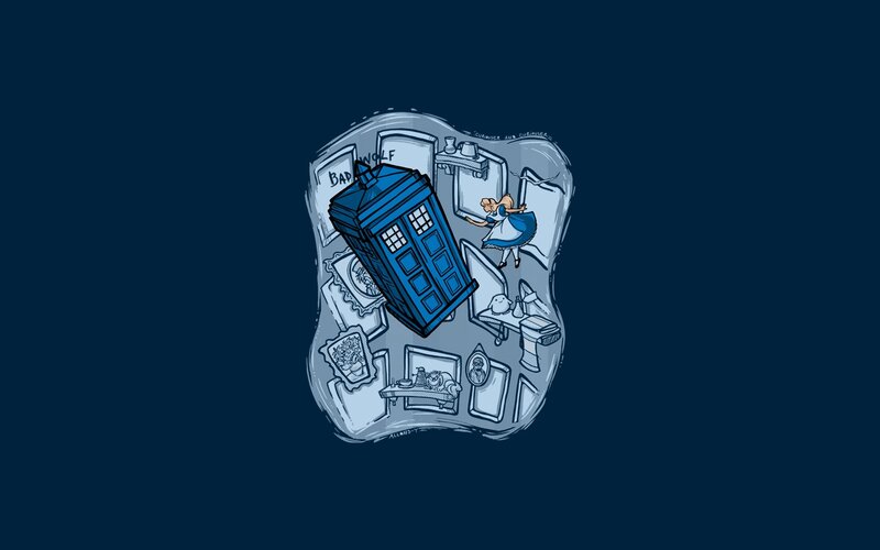 Alice and the TARDIS in Wonderland