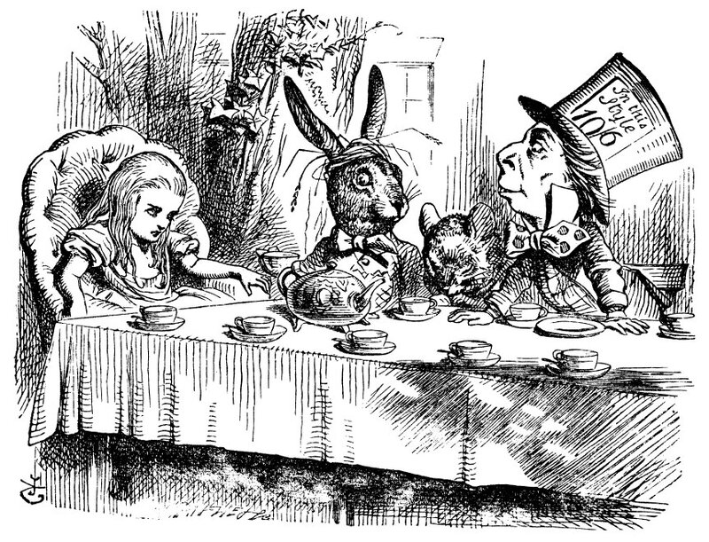 Alice at the Mad Hatter's tea party