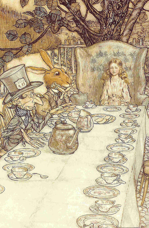 Alice at the Mad Hatter's tea party