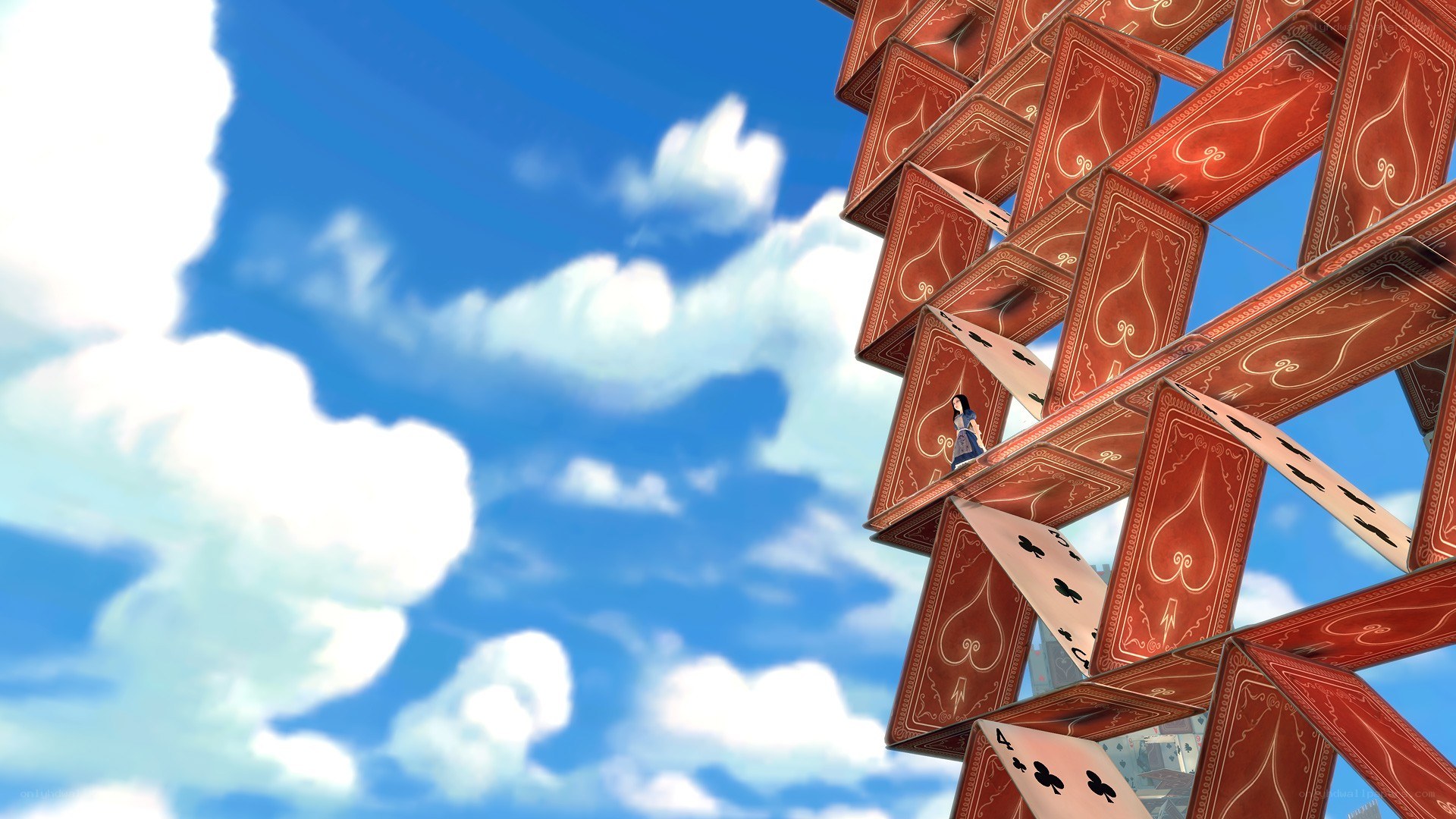 Alice climbing card tower
