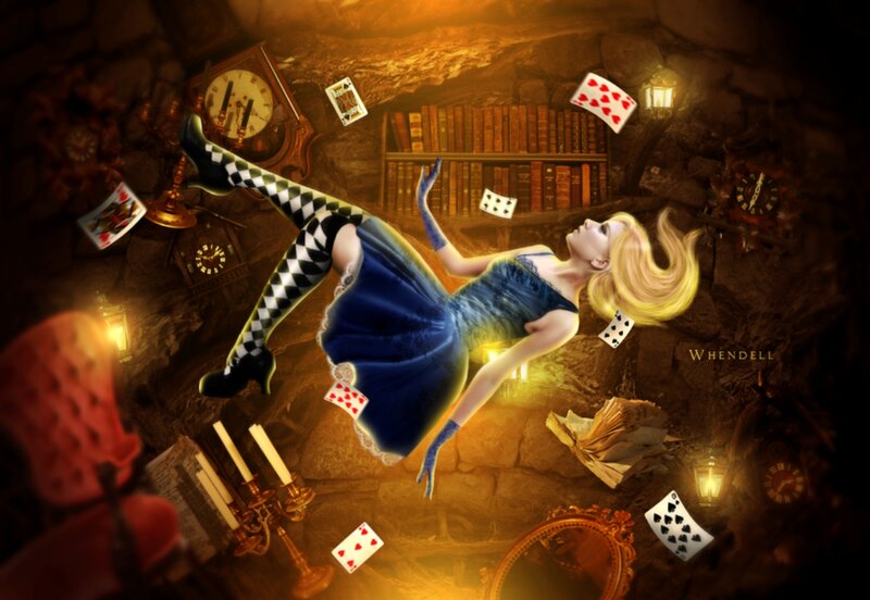 Alice Falling Down Rabbit Hole