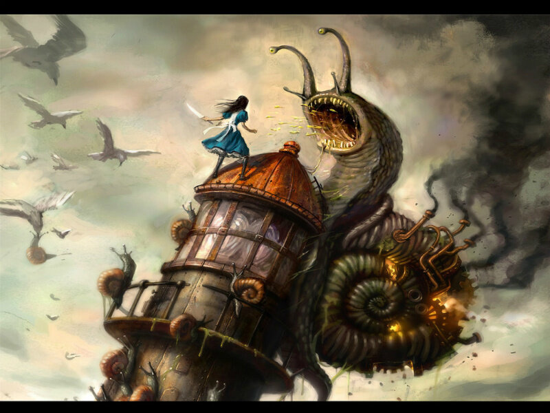 Alice Fighting a Giant Snail