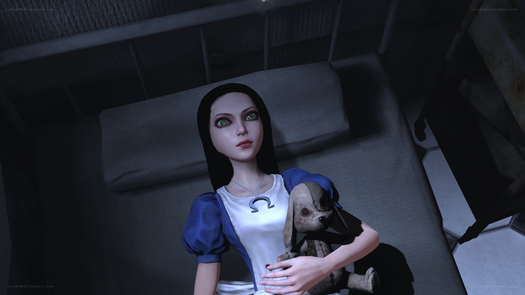 Alice holding a stuffed dog