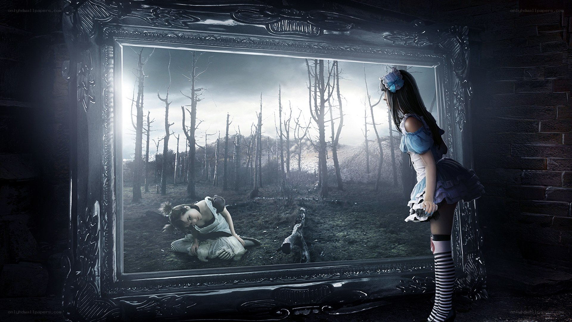 Alice in a dark mirror