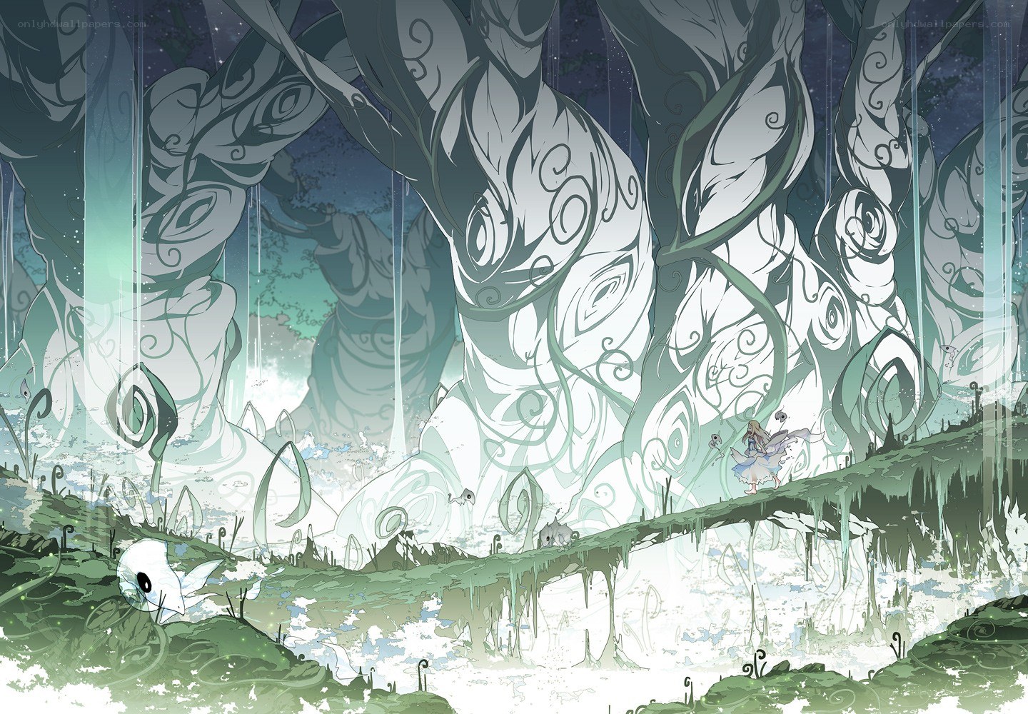Alice in a dreamlike forest