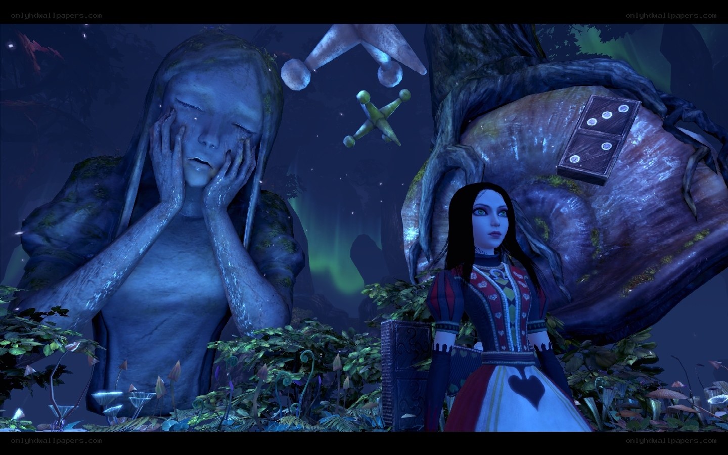 Alice in a dreamlike forest