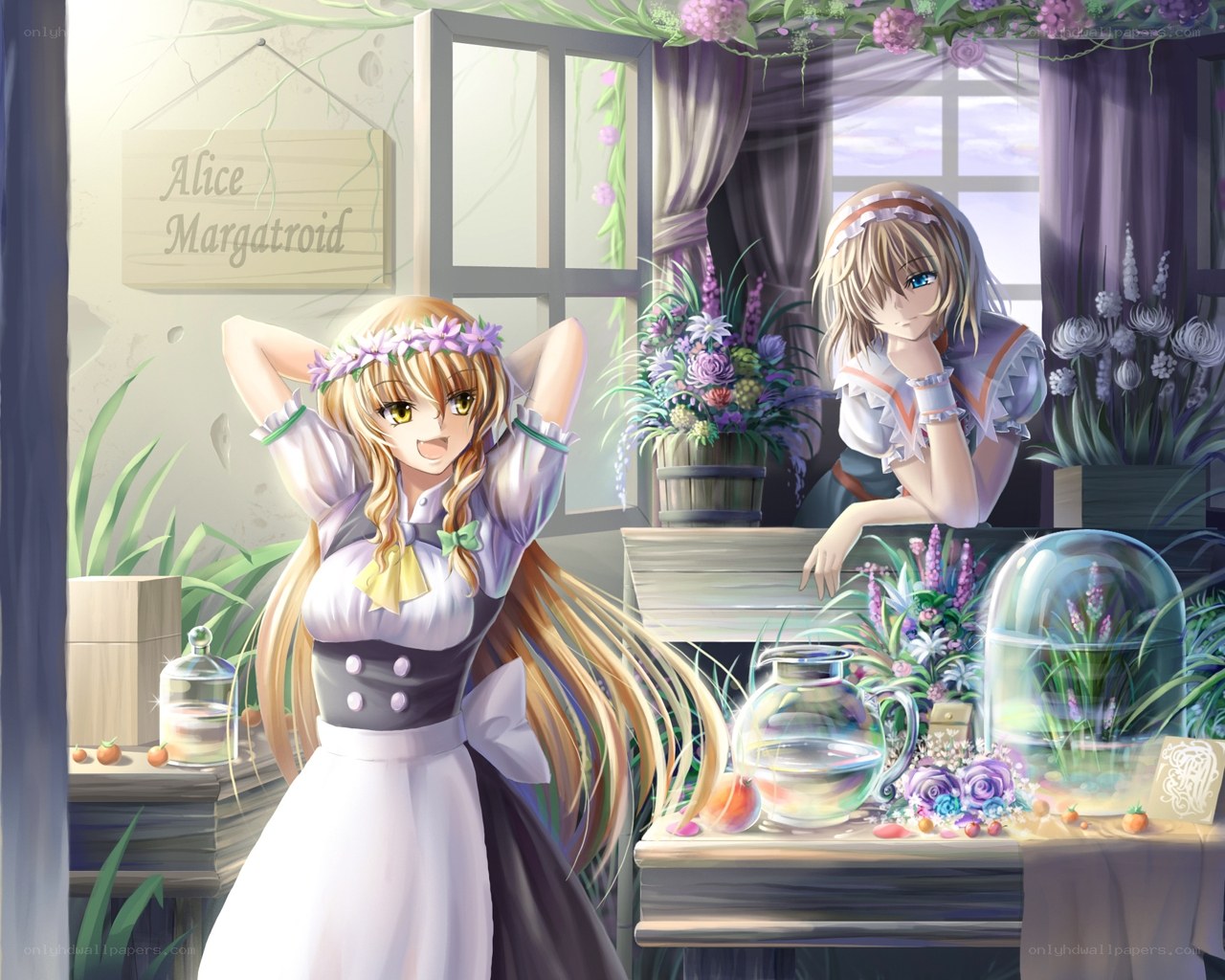 Alice in a flower shop