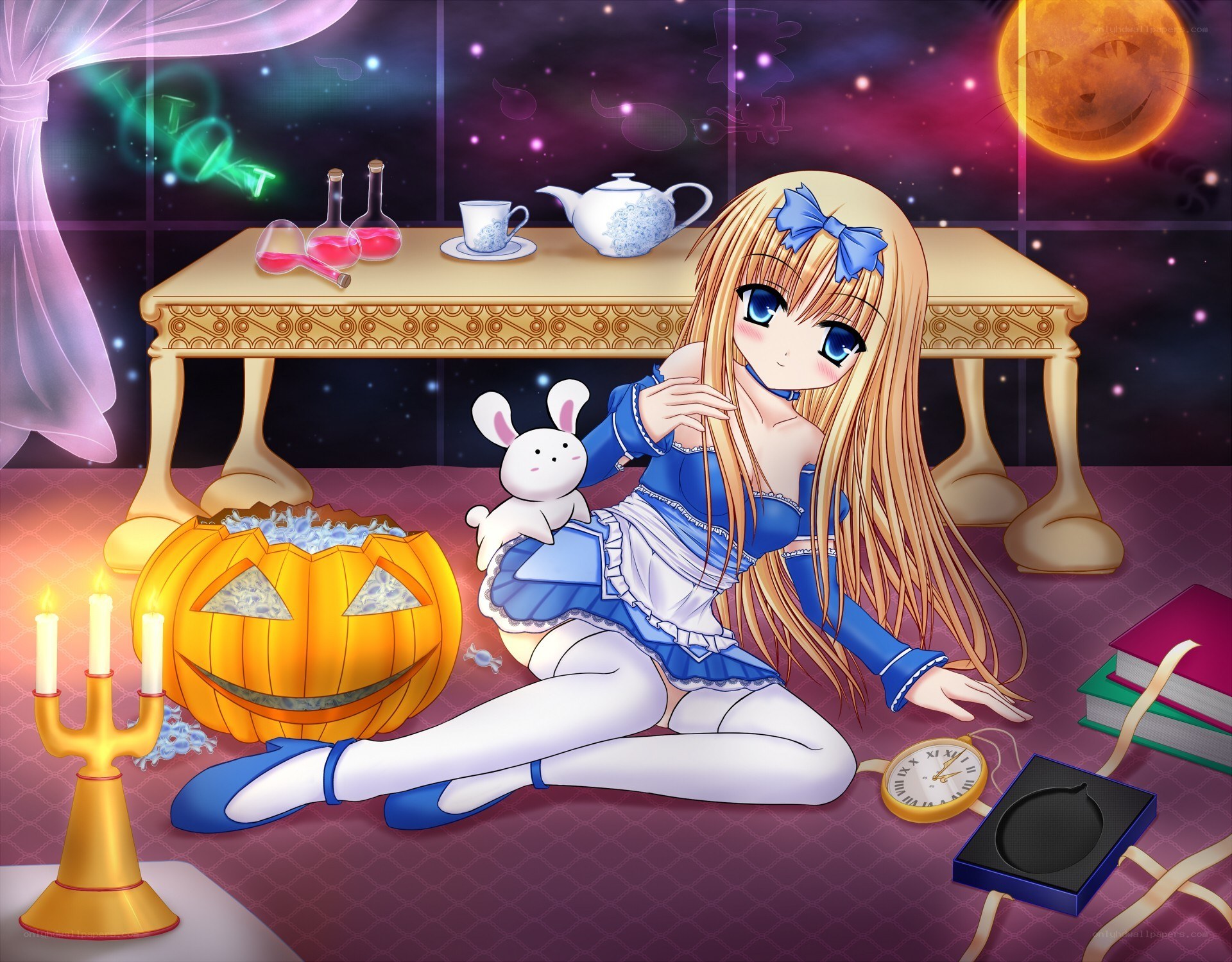 Alice in a Halloween scene