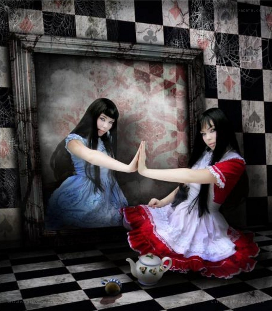 Alice in a mirror scene