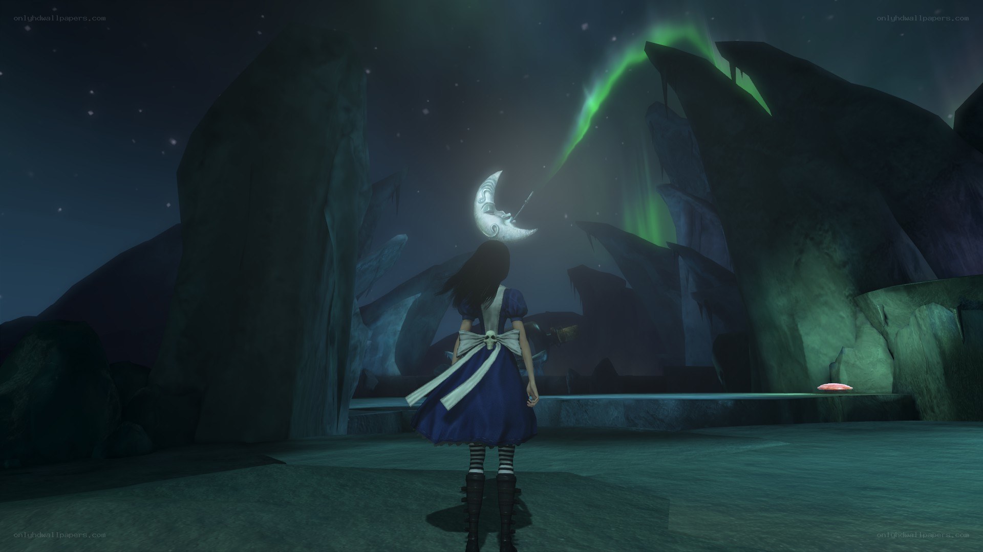 Alice in a moonlit cave