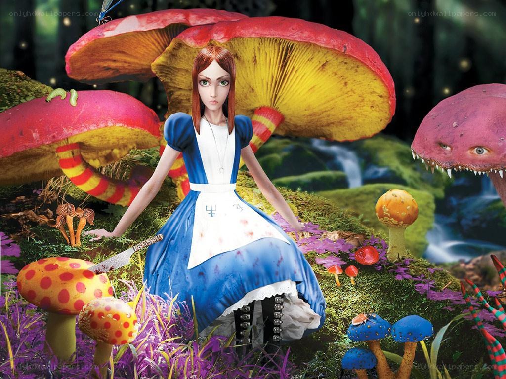 Alice in a mushroom forest