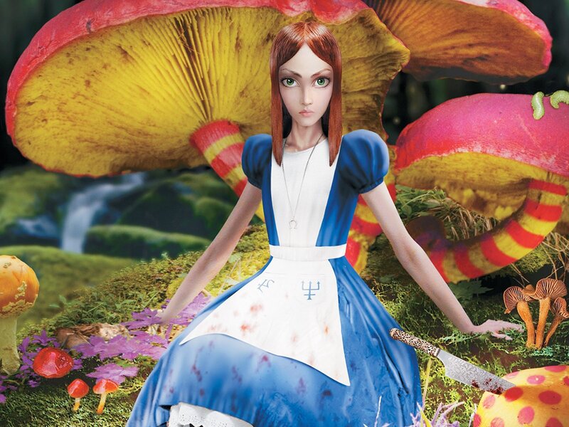 Alice in a mushroom forest