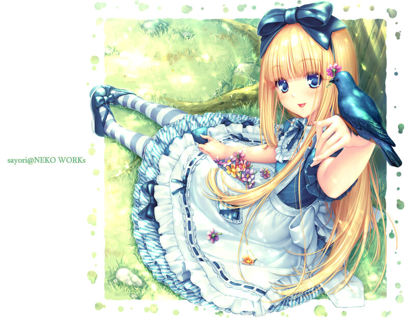 Alice in a sunny meadow