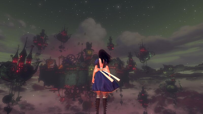 Alice in a surreal sky world