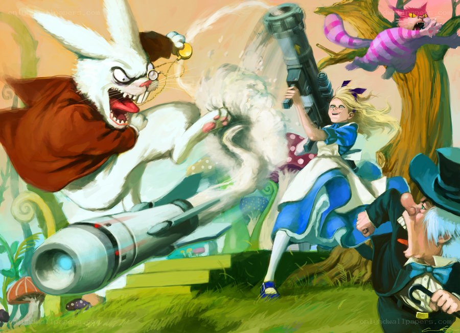Alice in a weapons fight