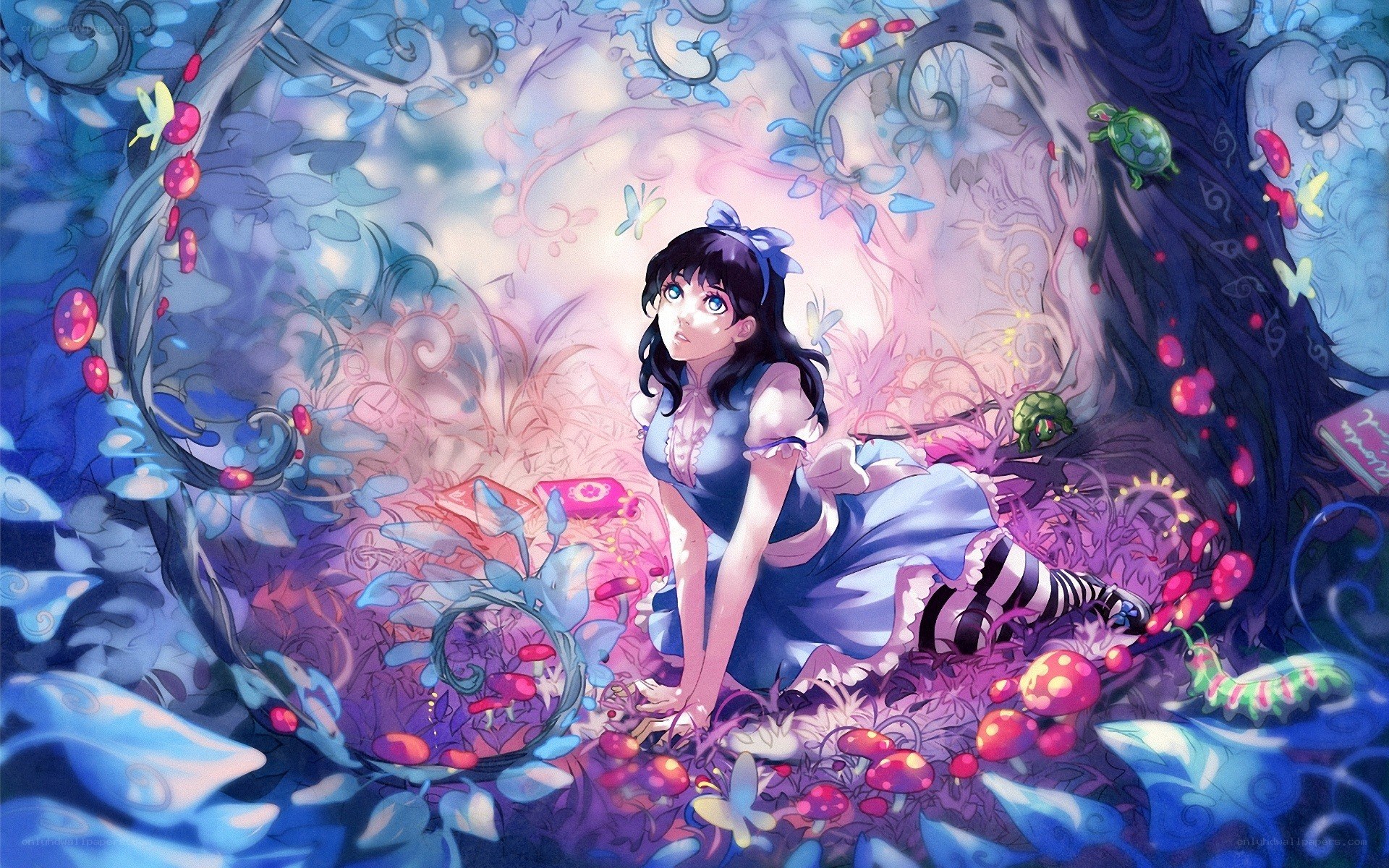 Alice in a whimsical forest