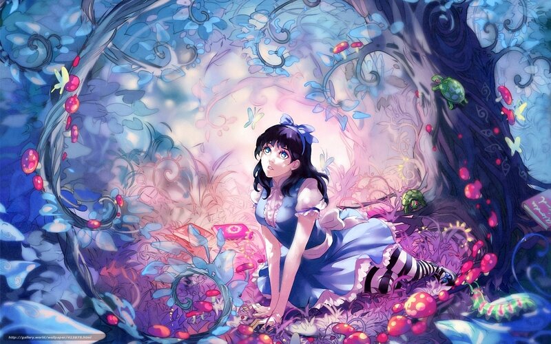 Alice in a whimsical forest