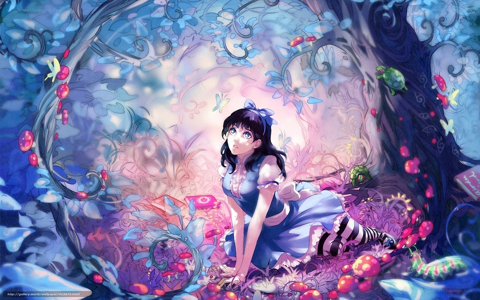 Alice in a whimsical forest