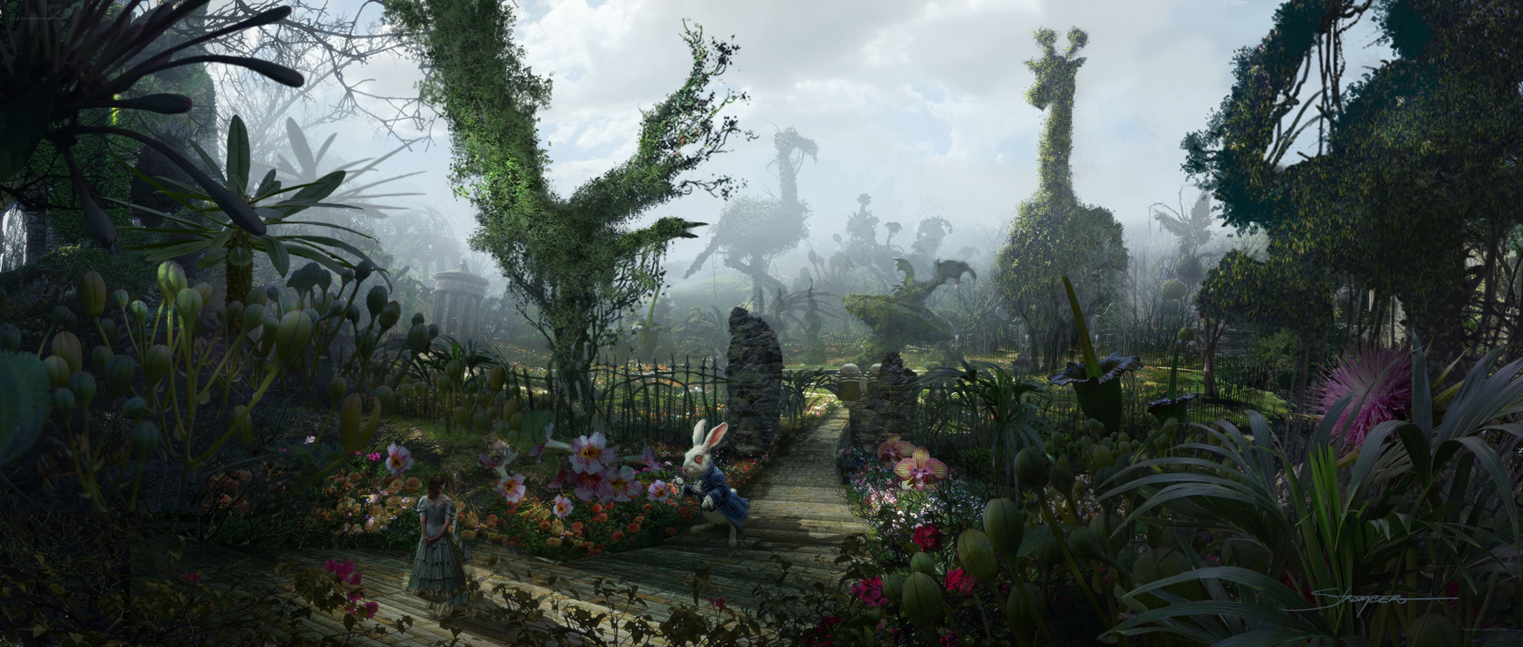 Alice in a whimsical garden