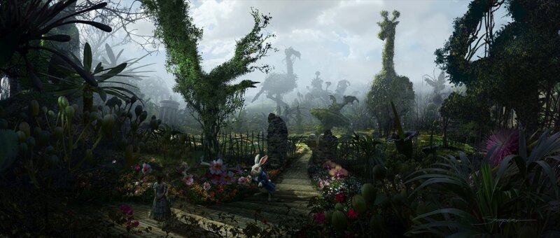 Alice in a whimsical garden