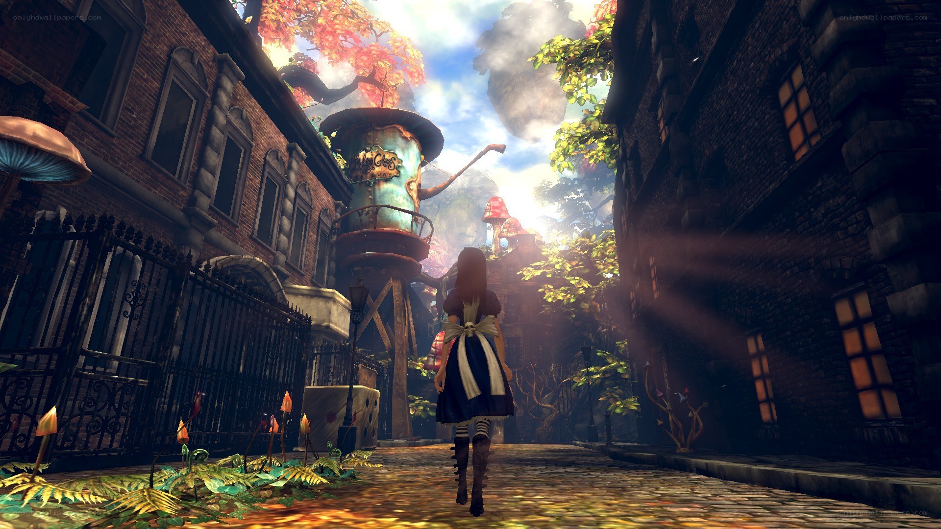 Alice in a whimsical town