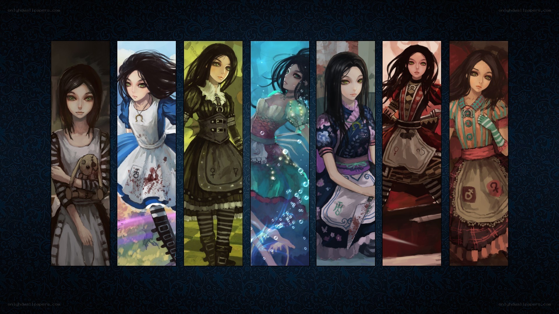 Alice in different outfits