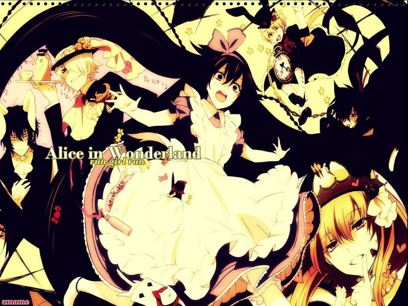 Alice in Wonderland anime collage