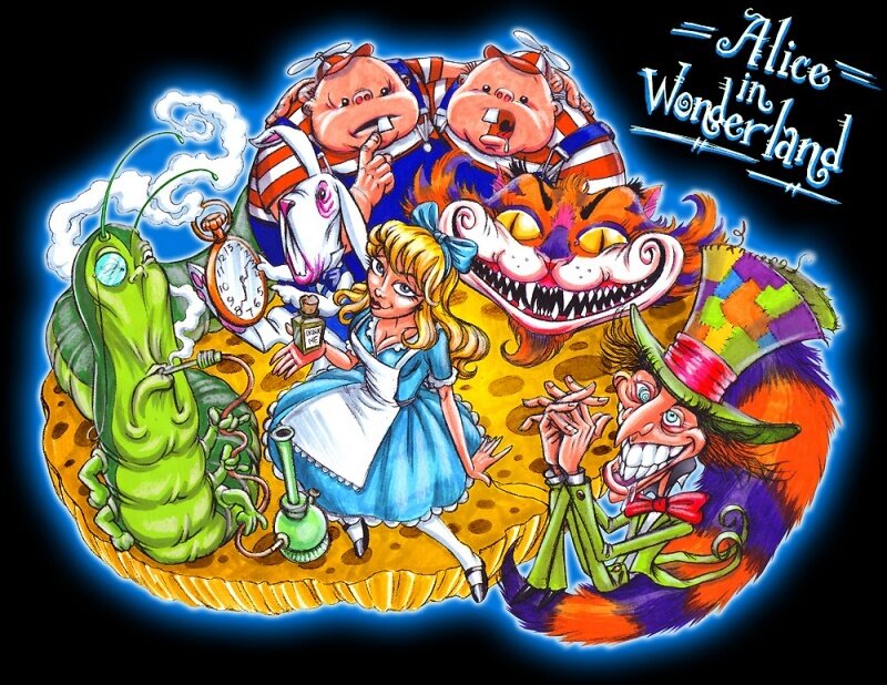 Alice in Wonderland Characters — Blue, Whimsical