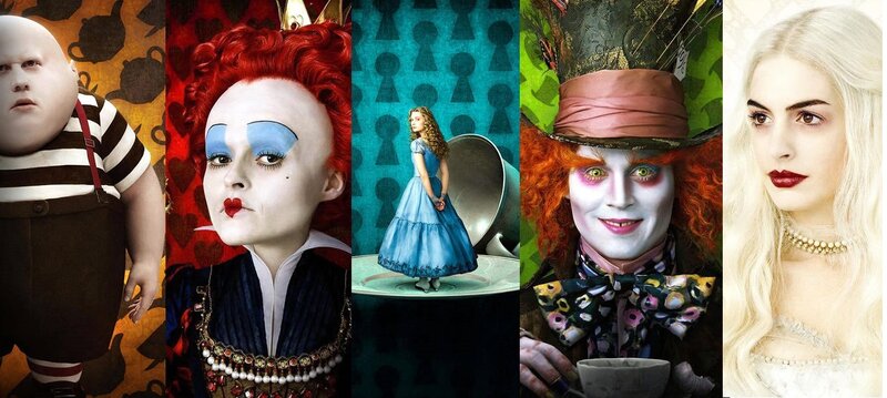 Alice in Wonderland characters collage