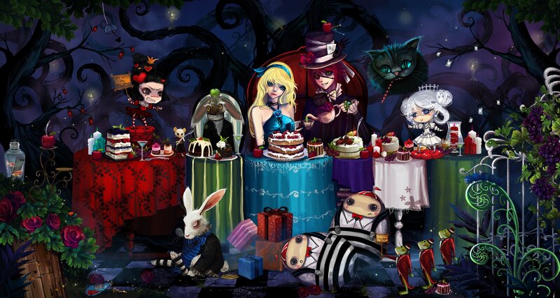 Alice in Wonderland Characters — Purple, Whimsical