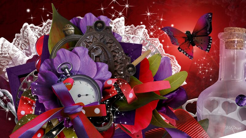 Alice in Wonderland Collage — Red
