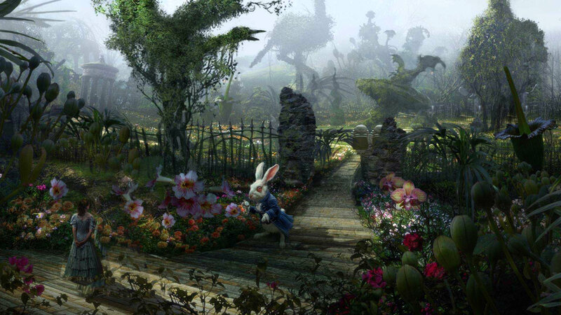 Alice in Wonderland garden scene